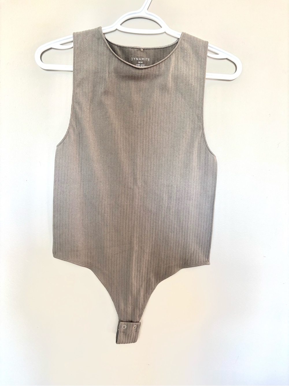🩶Dynamite Ribbed Snap-Bottom Bodysuit in Grey